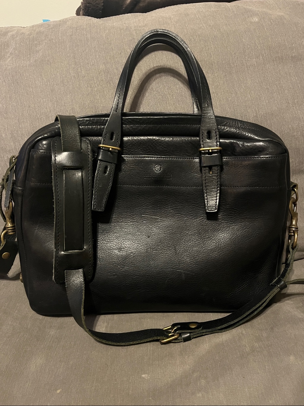 Handmade Italian Bleu De Chauffe Business Bag
